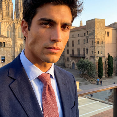 Copenhague · corbata de lana en rosa antiguo con patrón de espiga