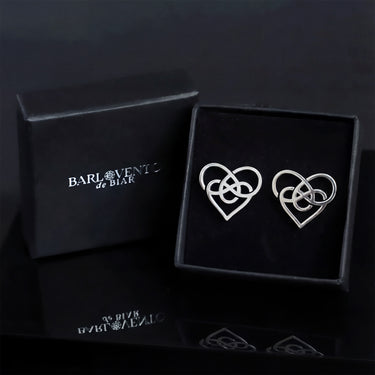 Corazones · gemelos plateados con forma de nudo para San Valentín