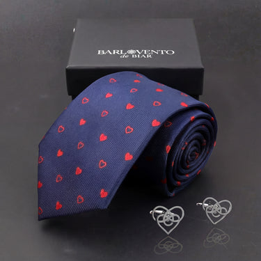 Set de regalo de corbata y gemelos con corazones de amor para San Valentín