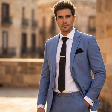 Empoli · conjunto de corbata negra con pañuelo, gemelos y pasador