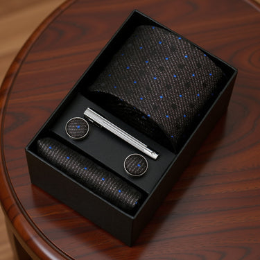 Empoli · conjunto de corbata negra con pañuelo, gemelos y pasador