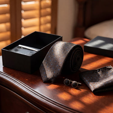 Empoli · conjunto de corbata negra con pañuelo, gemelos y pasador