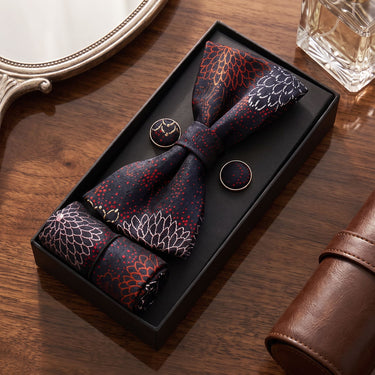 Phoenix · black and red bow tie set with feather flowers