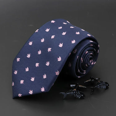 Conjunto de presente de gravata de pesca e abotoaduras