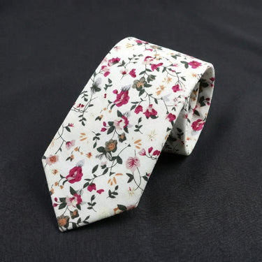 Flores silvestres 7 · corbata de algodón blanca con flores de colores