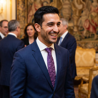 Fontainebleau · corbata con estampado paisley morado