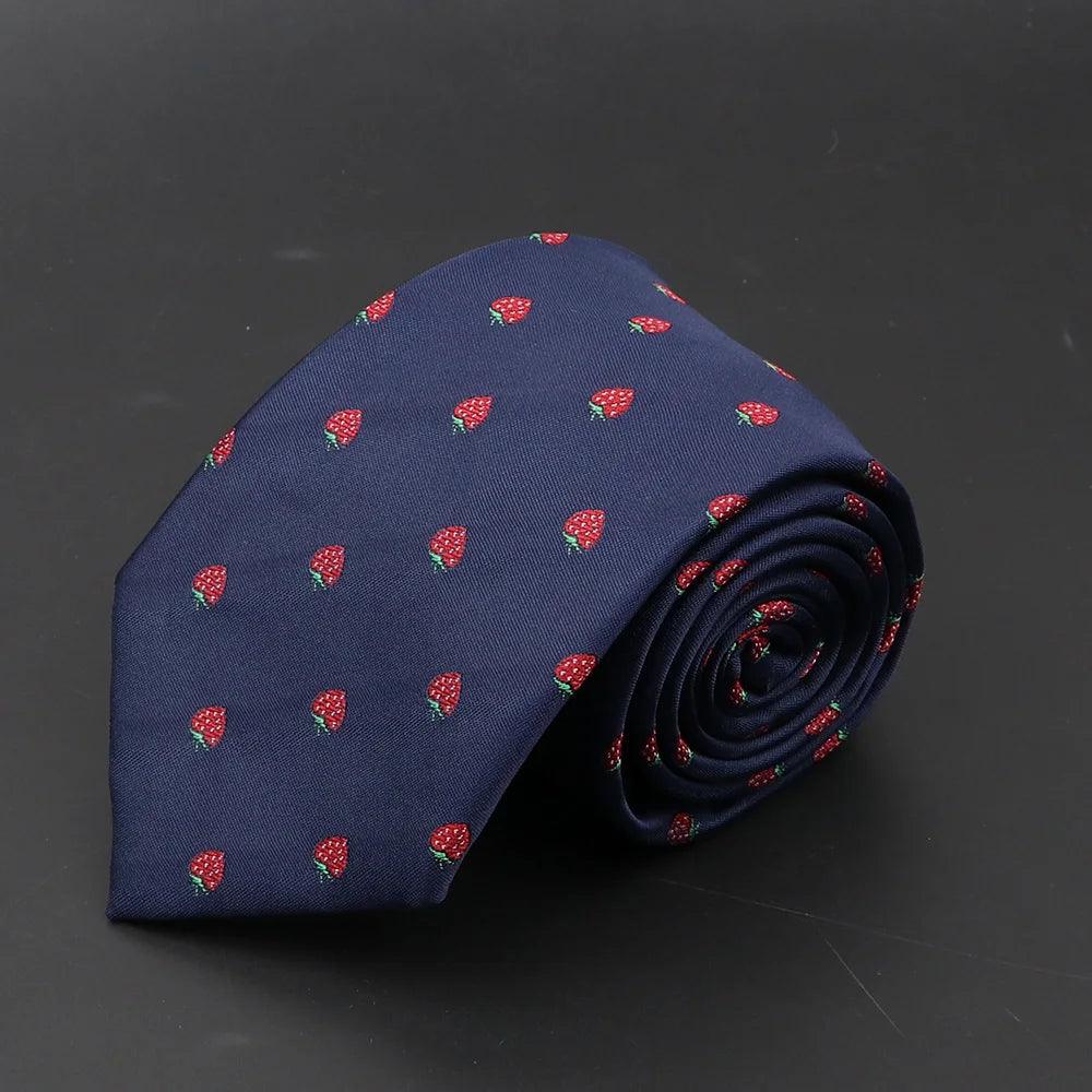 Fresas · corbata azul con estampado de fresas - Barlovento de Biar