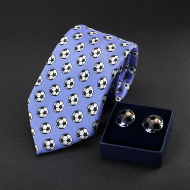 Conjunto de presente gravata e abotoaduras de jogador de futebol