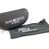 Pechón · gafas de sol cuadradas con vetas de madera y lentes azules - Barlovento de Biar