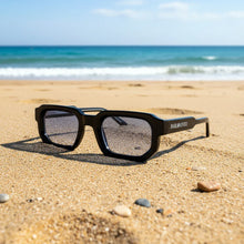 Genovenses · gafas de sol negras llamativas con lentes azul