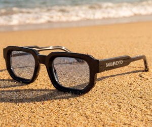 Genovenses · gafas de sol negras llamativas con lentes azul