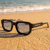Genovenses · gafas de sol negras llamativas con lentes azul