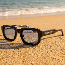 Genovenses · gafas de sol negras llamativas con lentes azul