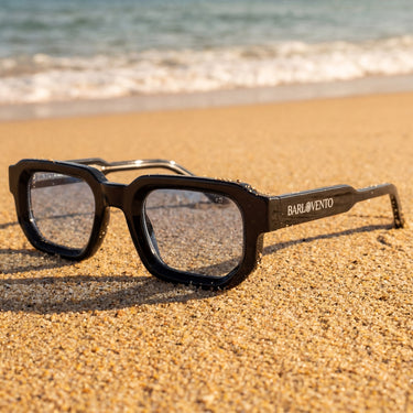 Genovenses · gafas de sol negras llamativas con lentes azul