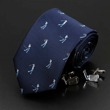 Conjunto de regalo de corbata y gemelos para golfistas
