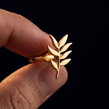 Hojas de olivo dorados · gemelos para olivareros