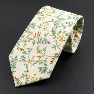 Hojas de olivos · corbata color crema con hojas de olivo verde