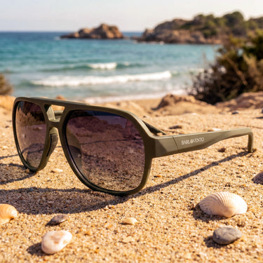 Itzurun · gafas de sol de goma verde con lentes UV400 en degradado gris