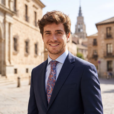 Languedoc · corbata con estampado paisley azul