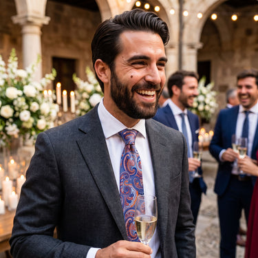 Languedoc · corbata con estampado paisley azul