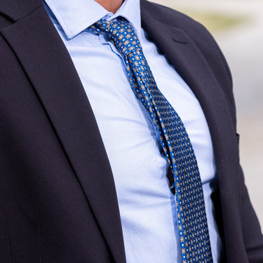 Lecce · corbata estilo italiano azul con medallones