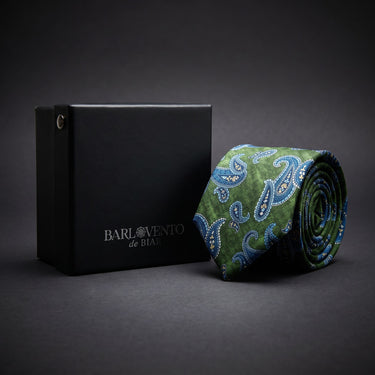 Gravata verde com estampado paisley Limoges
