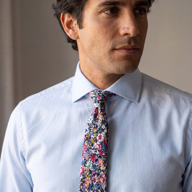 Lirios · corbata de algodón con ramo multicolor