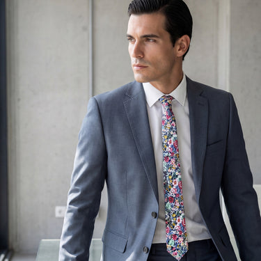 Lirios 7 · corbata de algodón con ramo multicolor