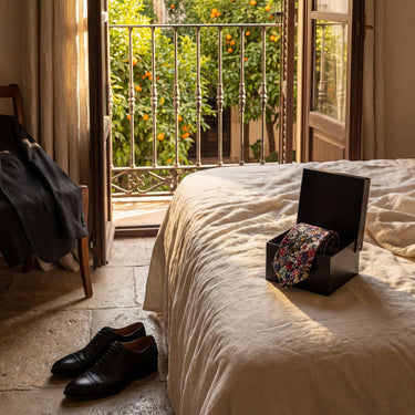 Lirios 7 · corbata de algodón con ramo multicolor