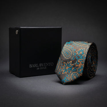 Loire · corbata con estampado paisley turquesa