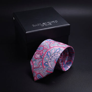 Lyon · Gravata rosa com estampado paisley