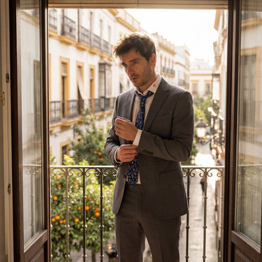 Margaritas · corbata azul brillante con flores blancas