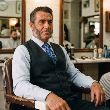 Margaritas · corbata azul brillante con flores blancas