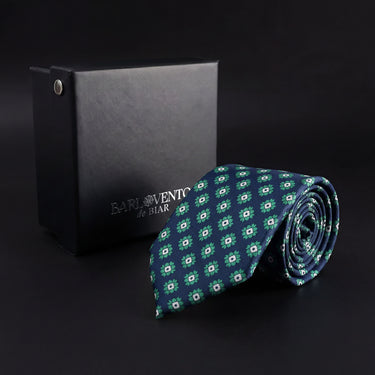 Marinella · corbata estilo italiano azul marino con flores verdes