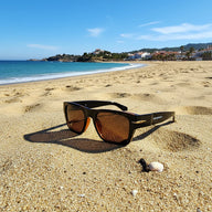 Mónsul · gafas de sol negras retro premium con lentes marrones