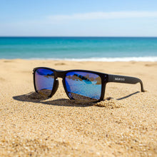 Montijo · gafas de sol negras con lentes azules reflectantes