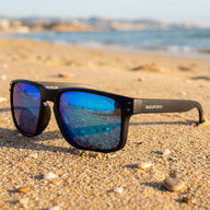 Montijo · gafas de sol negras con lentes azules reflectantes