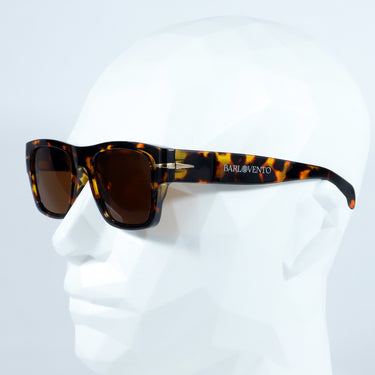 Náufragos · gafas de sol retro premium rojas con forma de llama y lentes marrones