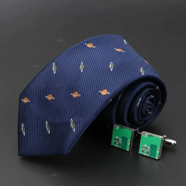 Conjunto de presente de gravata e abotoaduras nerd