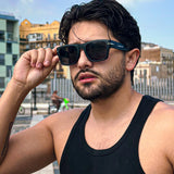 Ondarreta · gafas de sol cuadradas negras con protección UV400 y ribete metálico - Barlovento de Biar