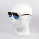 Oratori · gafas de sol grabadas con lentes azules y patillas de madera - Barlovento de Biar