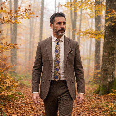 Otoño · conjunto de corbata floral con pañuelo, gemelos y pasador