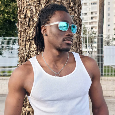 Oyambre · gafas de sol transparentes con lentes azules reflectantes