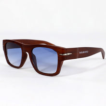 Pechón · gafas de sol cuadradas con vetas de madera y lentes azules - Barlovento de Biar