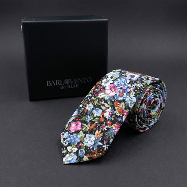 Pensamientos · ESTRECHA · corbata floral azul y rosa