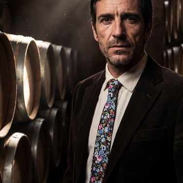 Pensamientos · ESTRECHA · corbata floral azul y rosa