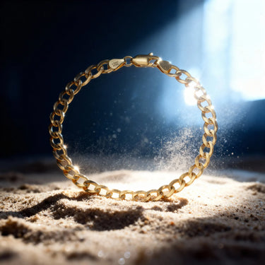 Pulsera Perseo · Cadena de eslabones cubanos de plata de ley 925 chapada en oro de 18 quilates