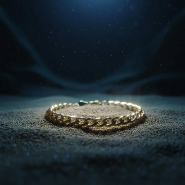 Pulsera Perseo · Cadena de eslabones cubanos de plata de ley 925 chapada en oro de 18 quilates