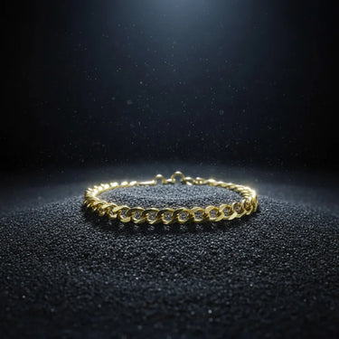 Pulsera Perseo · Cadena de eslabones cubanos de plata de ley 925 chapada en oro de 18 quilates