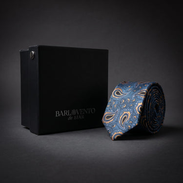Poitiers · Gravata azul com estampado paisley
